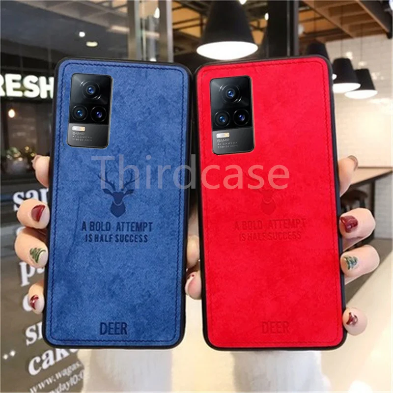 Deer Fabric Texture Shockproof Case For VIVO V21E V20 SE IQOO 8 Pro Y11S Y12S Y21S Y33S Y31 Y51 Y70 Y20 Soft Silicone Back Cover | Мобильные
