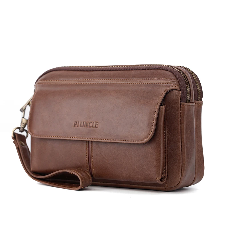 

Retro Men's First Layer Cowhide Clutch Bag Leather Casual Hand Bag Envelope Bag Horizontal Change Certificate Bag