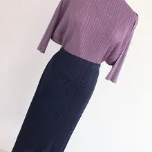 Горячая Miyake Летняя женская Европейская и американская Новая повседневная трендовая длинная юбка в клетку