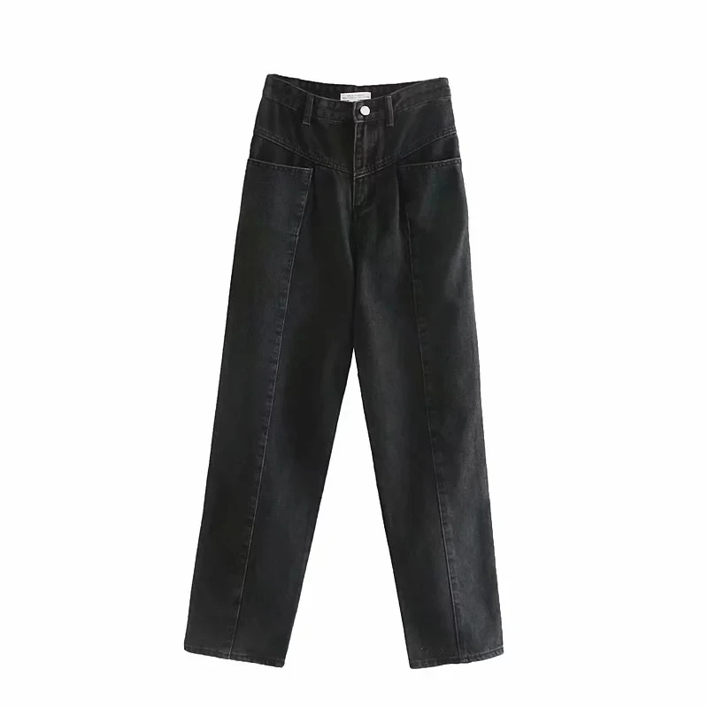 Увядшие джинсы в английском стиле с высокой талией, прямые обычные винтажные джинсы для мам, женские джинсы с высокой талией, комбинированные джинсы для женщин в стиле бойфренд