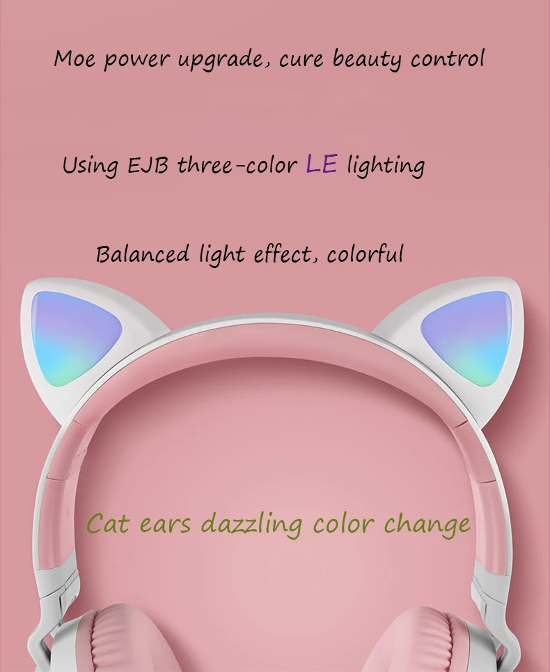 

wireless headphones bluetooth -new student cute cat ear headset wireless cartoon Bluetooth game music headset