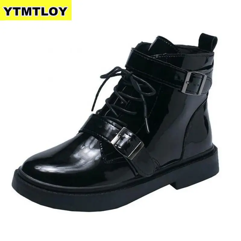 

Lace-up Boots Pointed Autumn And Winter Women's Shoes 1 2019 Fashion Patent Leather Ankle Boots Women's Thick High Heels