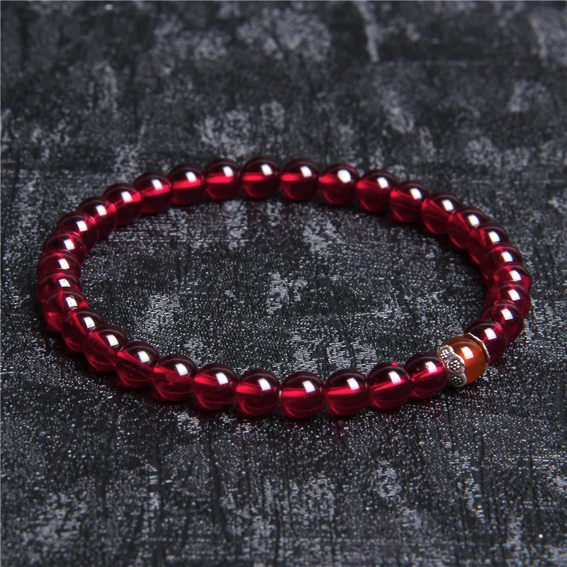 Натуральный камень ручной работы Strand браслет для женщин 6 мм темно-красные бусины браслет Lotus Braslet Йога ювелирные изделия для медитации дружбы