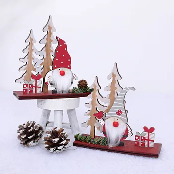 

Christmas Ornaments Wooden Santa Natal DIY Craft Ornaments Christmas Decorations for Home Desktop 2020 New Year Gift