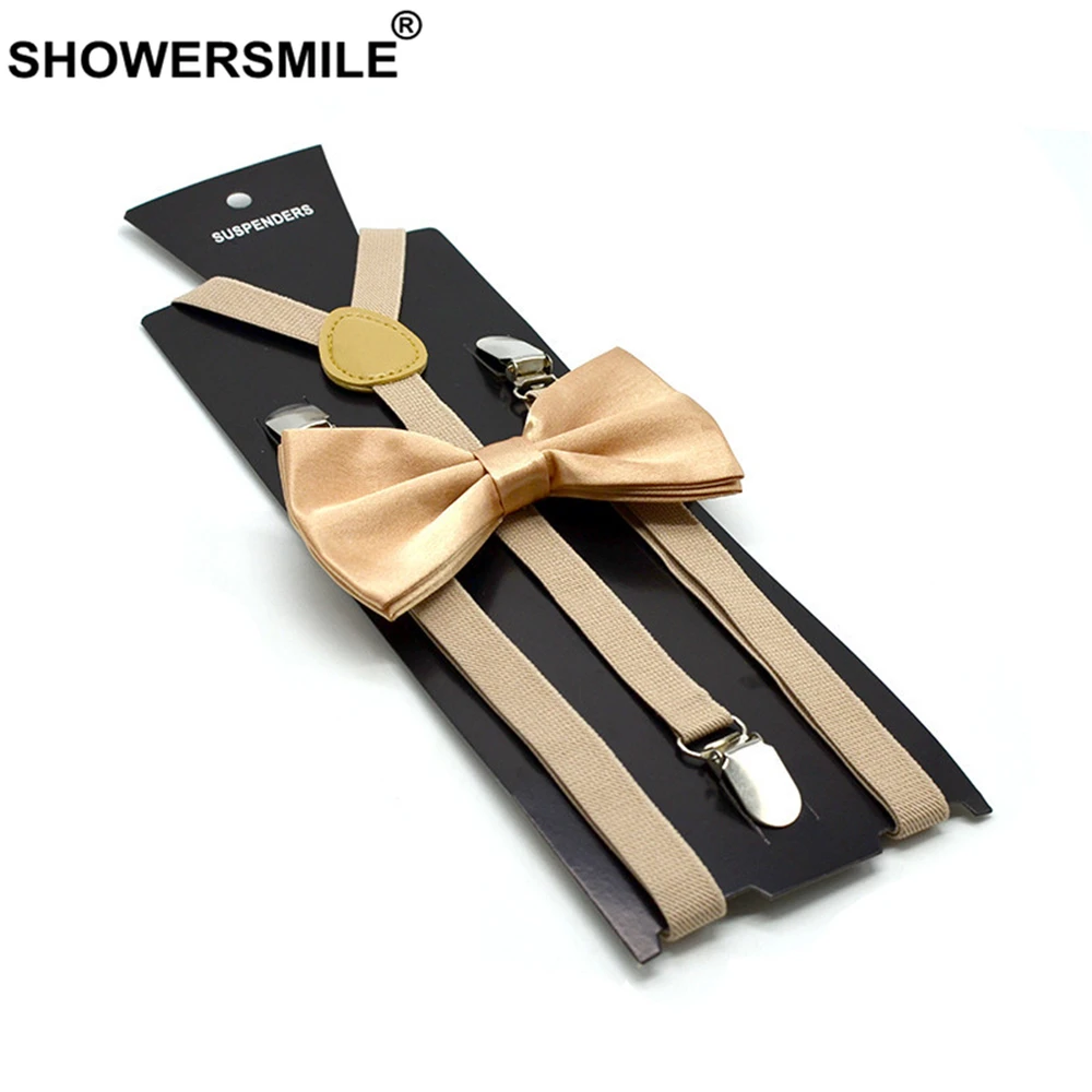 Подтяжки SHOWERSMILE с галстуком бабочкой для мужчин и женщин зеленые желтые красные