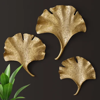 

European Luxury Resin Ginkgo Leaf Three-dimensional Wall Decoration Simple Living Room Background Wall Entrance Wall Decoration