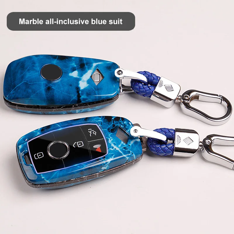 Мрамор узор ключа автомобиля чехол КРЫШКА ДЛЯ Mercedes Benz E Class W213 W212 E200 E260 E300 E320 W205 W204 W210 W211 W176 W203 - Название цвета: A blue