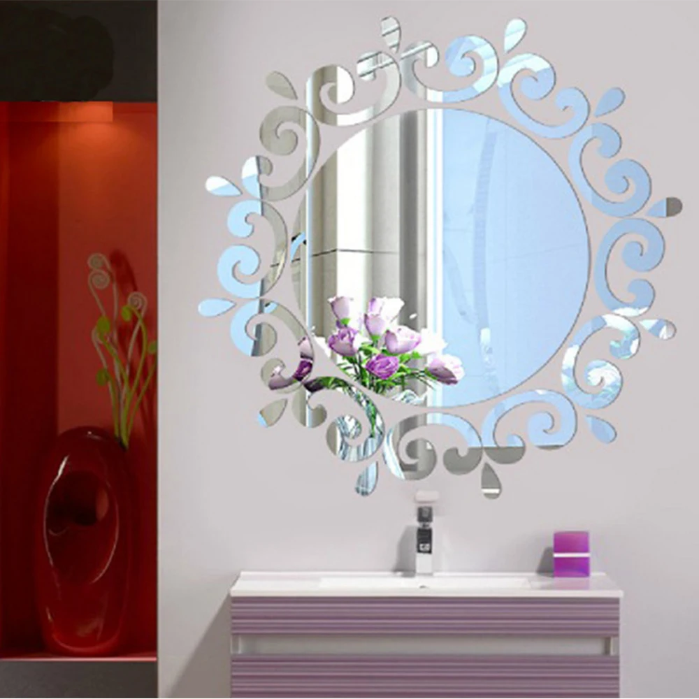 Makeup Mirror 3D Mirror Sticker Acrylic Home Decoration Kids Rooms Bathroom Bedroom Art Mural Self-adhesive Wall Stickers mirror wall sticker acrylic wall sticker