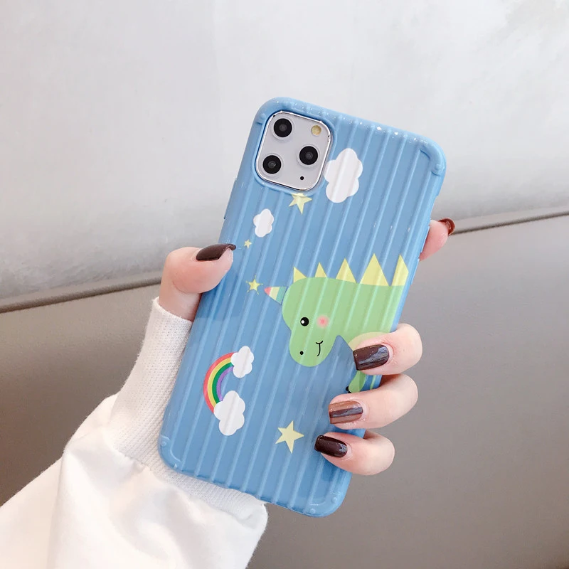 Чехлы с рисунком динозавра для iPhone 11Pro Max X 7 8 6 6S Plus 3D полосатая мягкая ТПУ задняя крышка для iPhone 11 XS Max XR чехол Coque