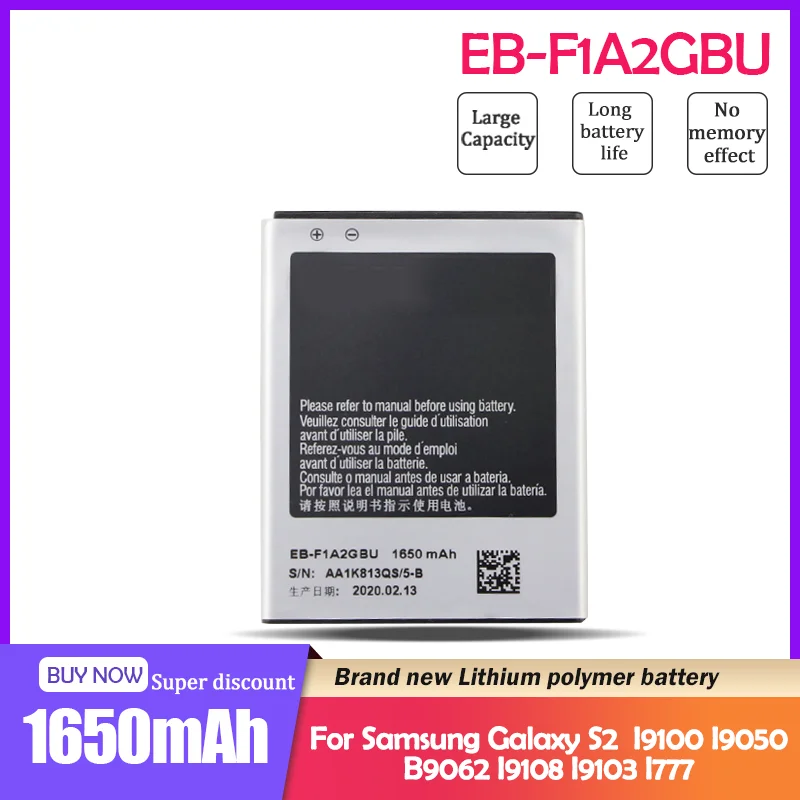 1650mAh Replacement Mobile Battery EB-F1A2GBU For Galaxy S2 I9100 I9050 B9062 I9108 I9103 I777 Rechargeable lithium battery | Электроника