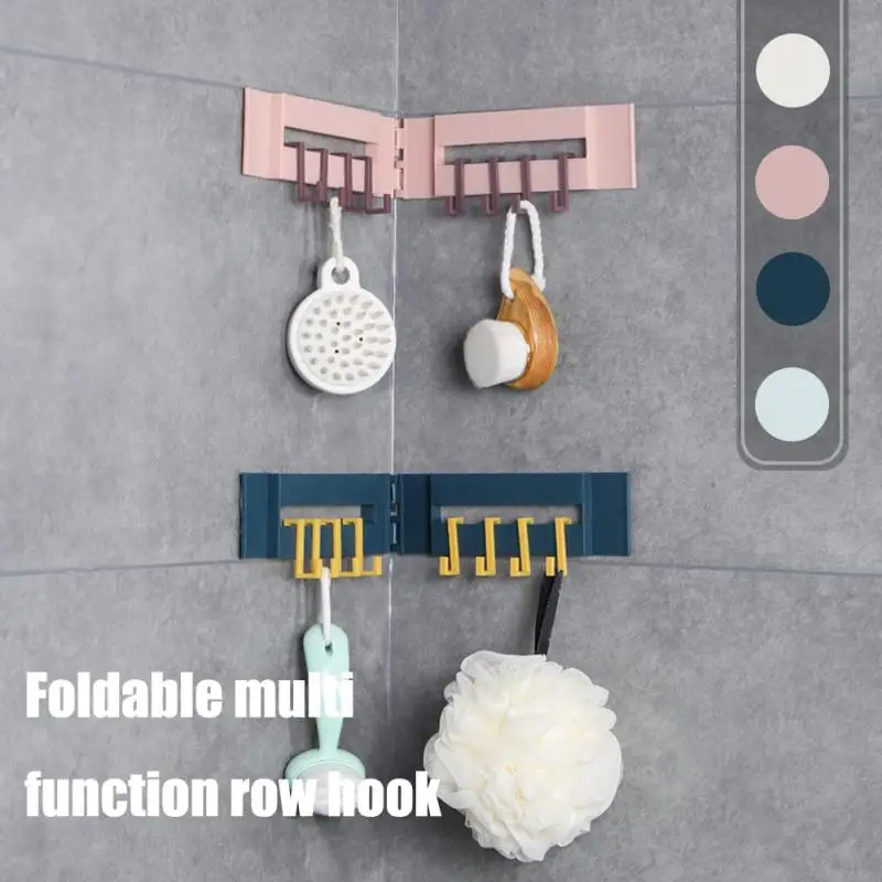 Home Corner Storage No Trace Wall Hook Hanger Adhesive Bathroom Racks Strong Bearing Decorative Kitchen Organizer Foldable Coat