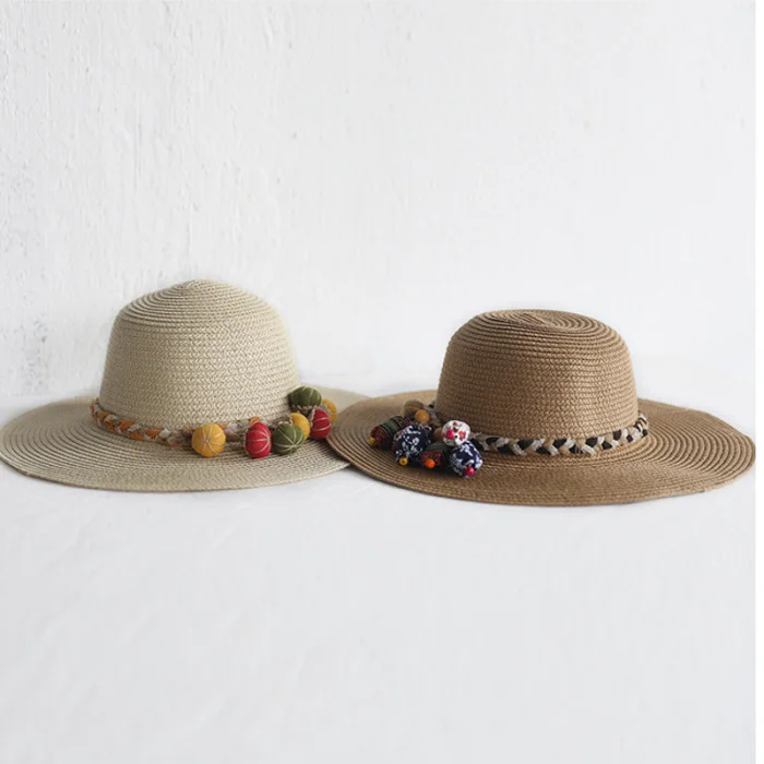 Hat Bag Set Wide Brim Straw Hats Cap Single Shoulder Bag for Kids Spring Summer Beach THJ99