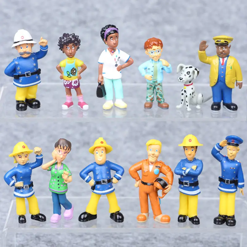 12 pièces/ensemble dessin animé pompier Sam Figure jouets 3-6cm mignon PVC poupées jouet Elvis Norman enfant cadeau 3-6cm chien enfants jouet figurines Collection