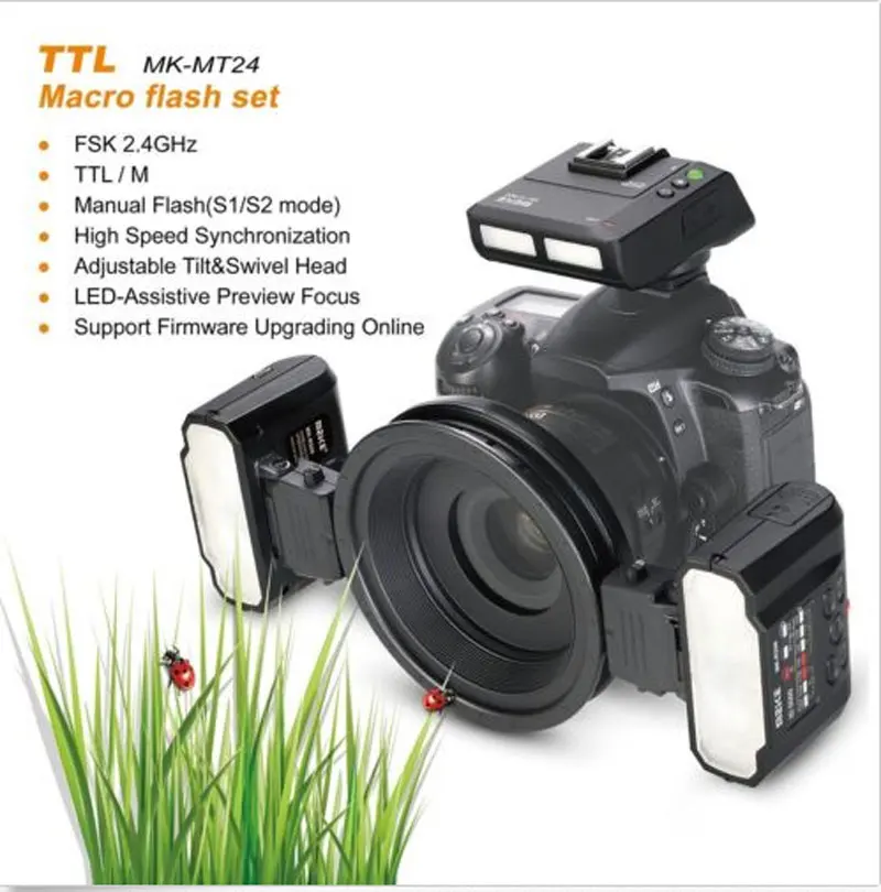 US $299.99 Meike MKMT24 24G Wireless Macro Flash Twin Lite Flash Light For NIKON D800 D7000 D2 D3 Mirrorless Cameras TTL