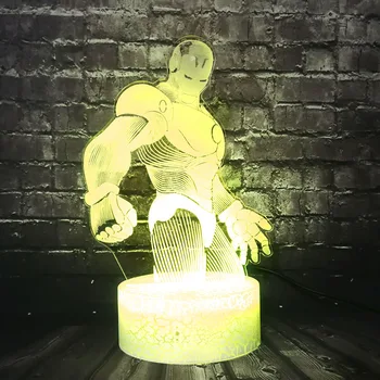

LED 7 Color Cartoon Marvel Avengers Iron Man Creative 3D Lava Decor Baby Boy Sleep Table Mood Night Light Holiday Xmas Kids Toy