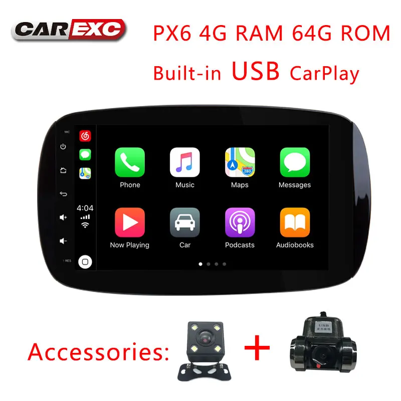 PX6 USB cam DVR Android 9,0 9 дюймов Восьмиядерный автомобильный радиоприемник стерео система для Benz SMART Fortwo WiFi, радио, GPS мультимедийный блок Carplay - Цвет: PX6 USB cam DVR