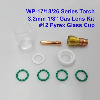 

Pack Of 9 TIG Welding Torch Stubby Gas Lens #12 Pyrex Cup Kit For WP-17/18/26 UK