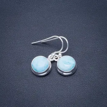 

Natural Caribbean Larimar Handmade Unique 925 Sterling Silver Earrings 1" B2530
