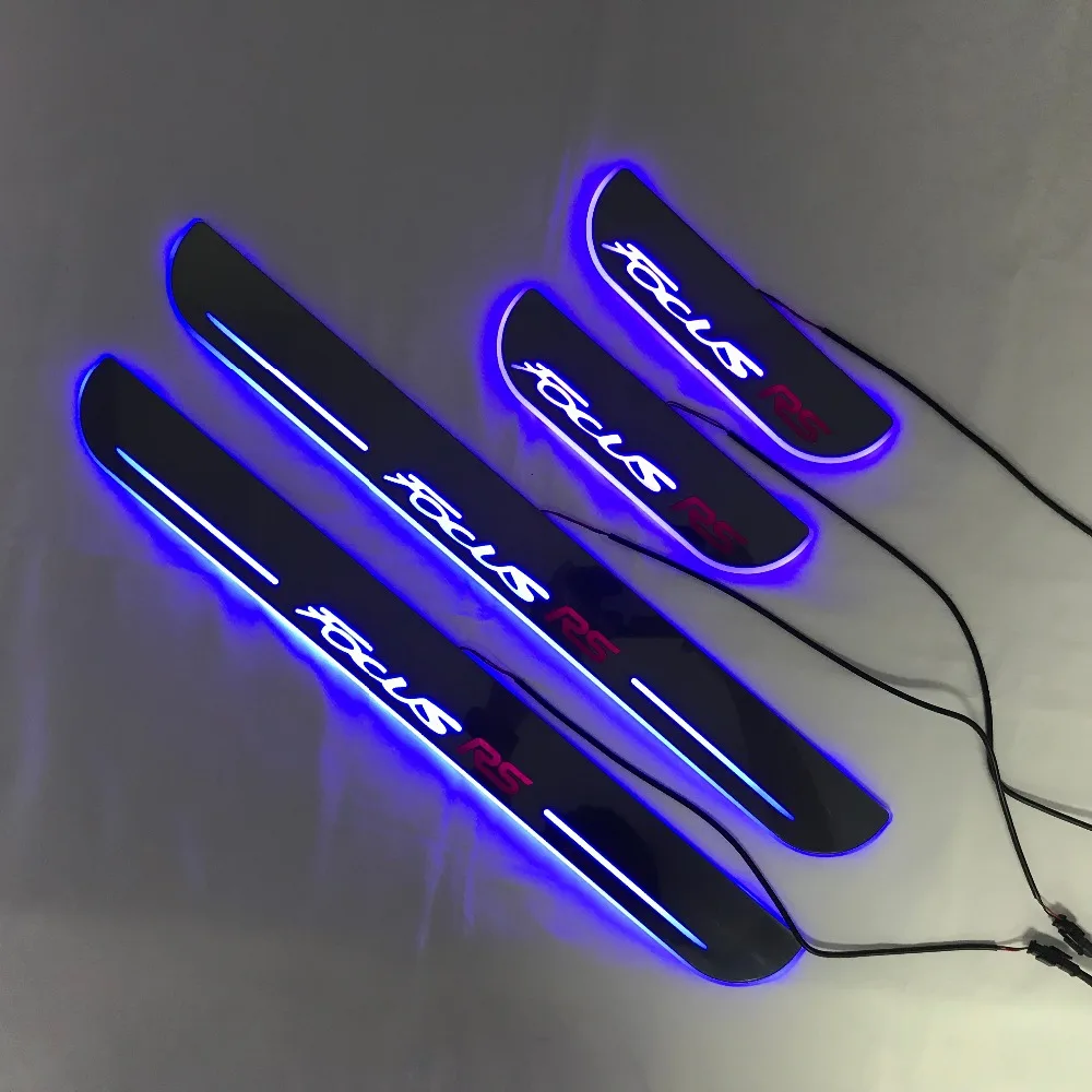 RQXR led движущиеся двери потертости для Фокус RS динамический дверной порог пластина плоский накладной поток/фиксированный свет, 4 шт