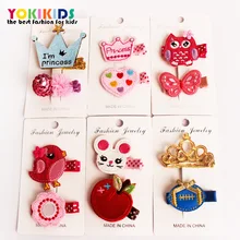 60111 заколки для волос с изображением животных, фруктов, милой принцессы, короны, заколки для волос с цветами, Детские аксессуары для волос