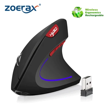 

ZoeRax Rechargeable Ergonomic Wireless Mouse, 2.4G USB Optical Vertical Mouse with 3 Adjustable DPI 800/1600/2400 Level 6 Button