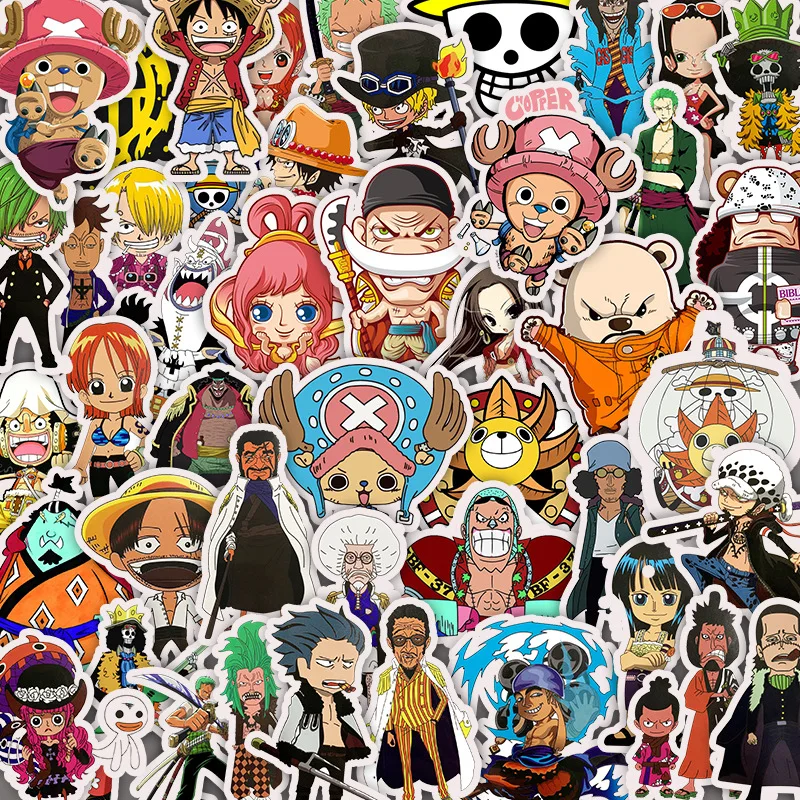 Pegatinas de dibujos animados de One Piece, calcomanía de nevera, guitarra,  portátil, motocicleta, impermeable, grafiti, regalo, 10/25/40 piezas -  AliExpress