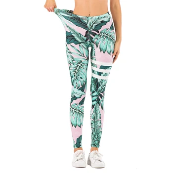 Brand Sexy Women Legging leaf Printing Fitness leggins Fashion Slim legins High Waist Leggings Woman Pants 6