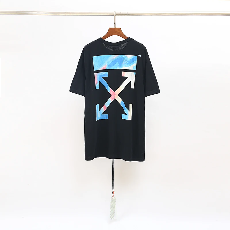 Граффити стрела 19ss Off-White OW для мужчин/женщин унисекс модные пары влюбленных моделей хлопок Повседневная футболка с коротким рукавом с круглым вырезом