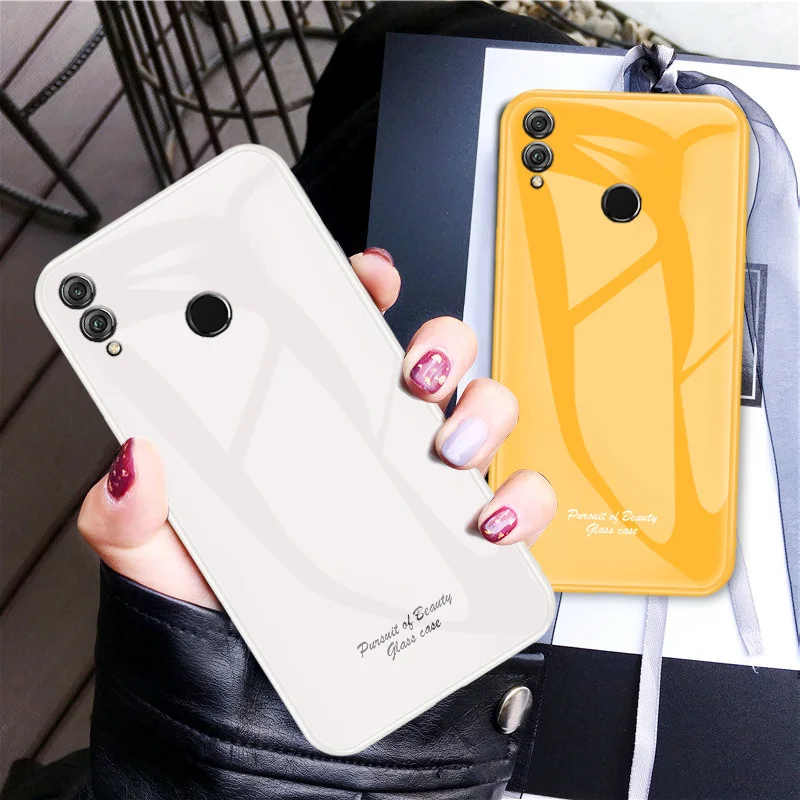 

Macaron TPU Cover Case for Huawei Honor 8X Play Case Tempered Glass TPU Case for Honor 10 20 Lite Pro Back Cover Shell