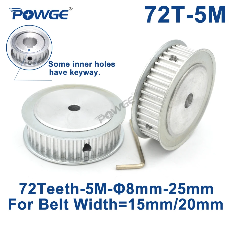 5M72T Timing Belt Pulley Gear Wheel Sprocket 10-20mm Bore For 15/20mm Width Belt 