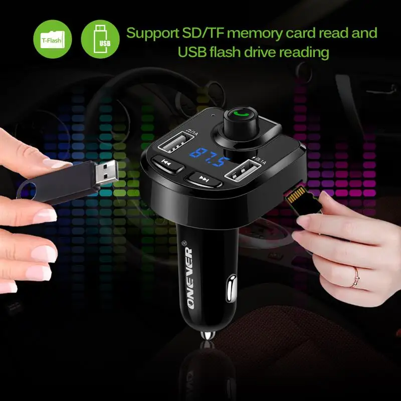 Fm-передатчик Aux модулятор Bluetooth автомобильный комплект Двойной зарядное устройство usb автомобильный аудио mp3-плеер громкой связи с 3.1A Быстрая зарядка