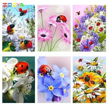 

3D Diy Crystal Diamond Paintings Ladybug Embroidery Mosaic Diamond Photo 5D Finished Ladybug Flower Diamond Painting Decor Er015