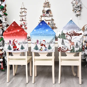 

Cartoon Christmas Chair Back Cover Chair Backrest Covers Festival Decor christmas decorations for home