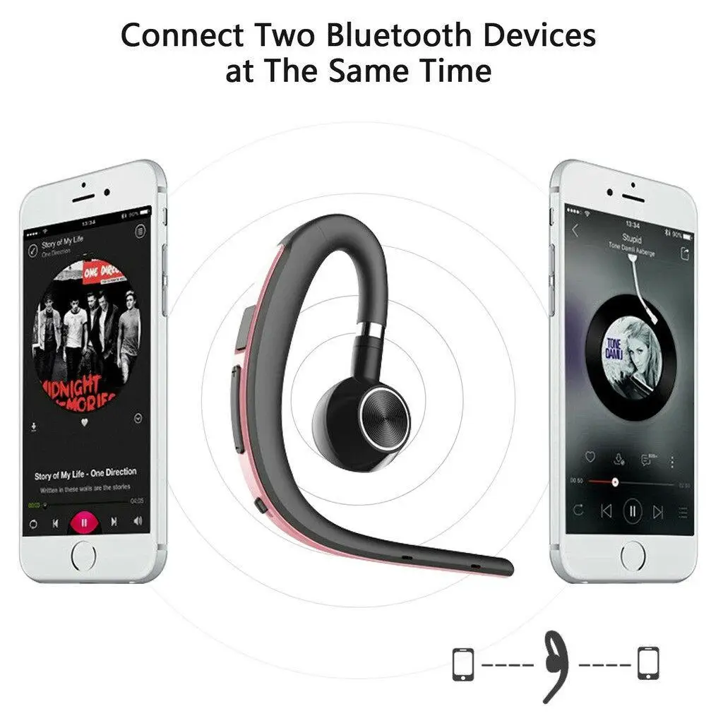 Bluetooth Earpiece Wireless Earphone Headset with Mic for iPhone 11 XR XS LG Samsung S20 S10 S9 S8 S7 Huawei P40 P30 P20 P10