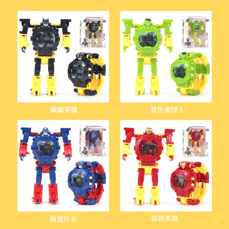 

Avenger Hero Iron Soldiers Union Transformation Toy Multi-functional Watch Robot Transformation Electronic Watch Gift