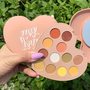 

12-color Heart-shaped Eyeshadow Plate Matte Pearlescent Shell Polarized Earth Color Eyeshadow Nude Natural Female Makeup