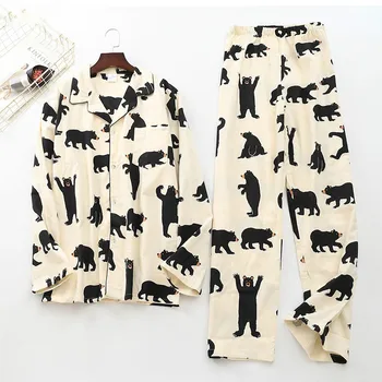 

Cute white bear 100% brushed cotton men pajama sets Autumn Casual fashion animal sleepwear men homewear sexy pijamas