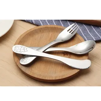 

3Pcs Cartoon Carved Piggy Handle Stainless Steel Kids Spoons Forks Knife Baby Feeding Tableware Kids Toddler Dishes Dinnerware