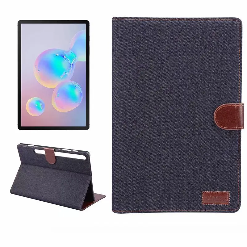 Джинсы в полоску кожа таблетки чехол для Samsung Galaxy Tab S6 T860 T865 SM-T860 SM-T865 10,5 дюймов Стенд кожаный чехол смарт-чехол+ подставка для ручек