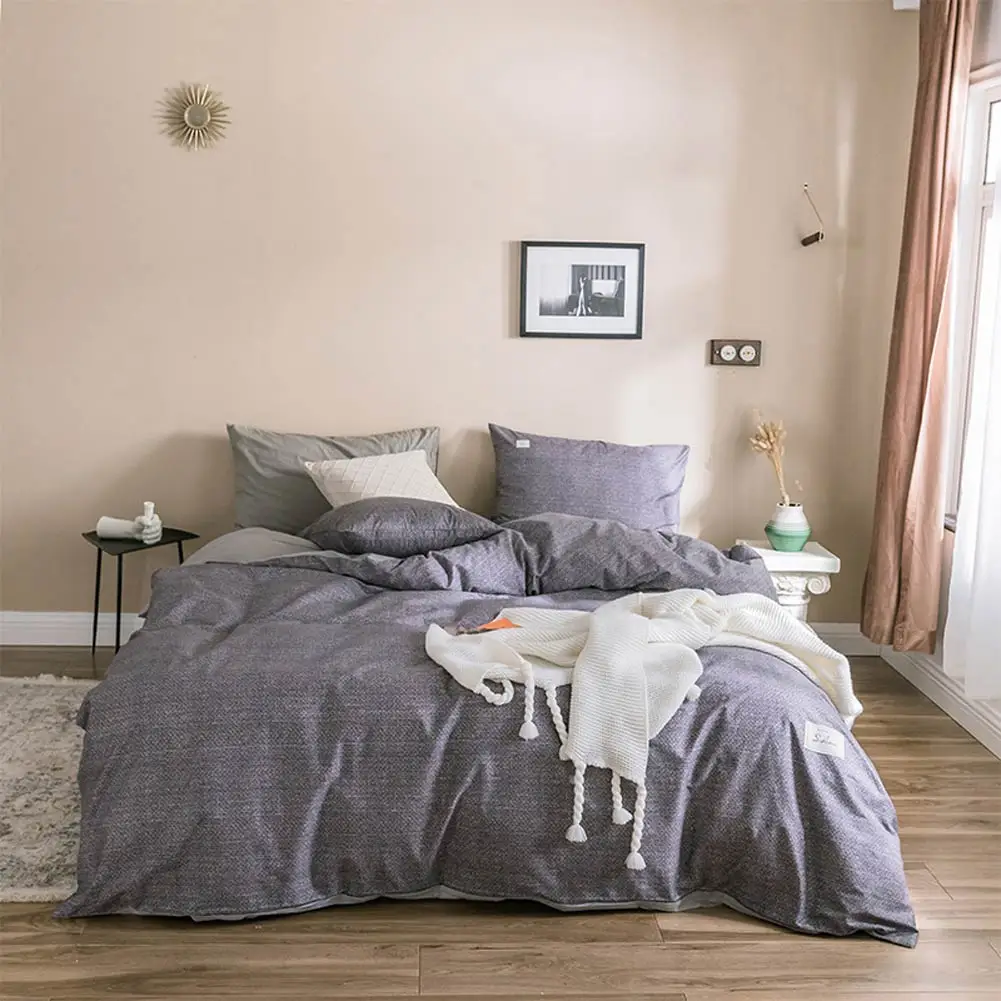 

Nordic Abstract Grey Plaids Bedding Sets Twin Queen King Flat Sheet Fitted Sheet High Count Cotton Bedlinens Duvet Cover Set