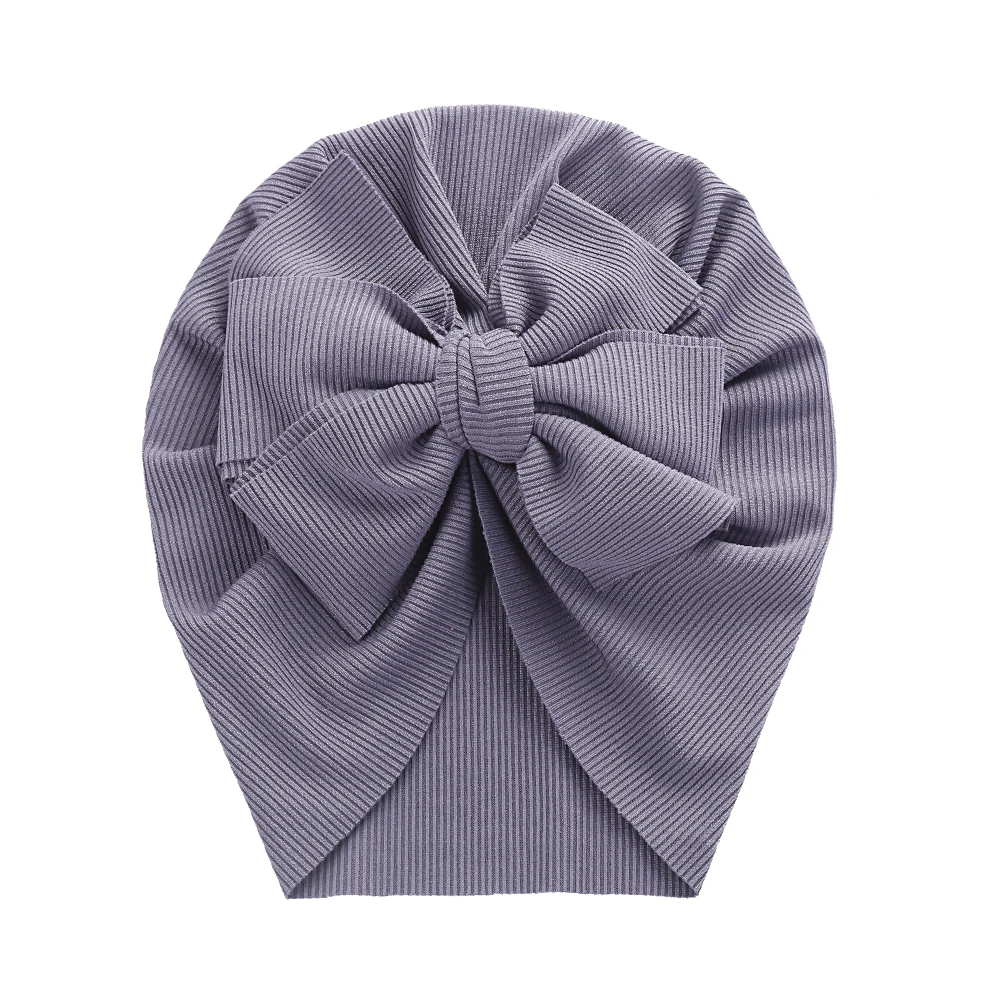 Solid Ribbed Bunny Knot Turban Hats for Baby Boys Girls Beanies Striped Thin Elastic Caps Bonnet Newborn Toddler 0-4T Headwraps baby accessories Baby Accessories