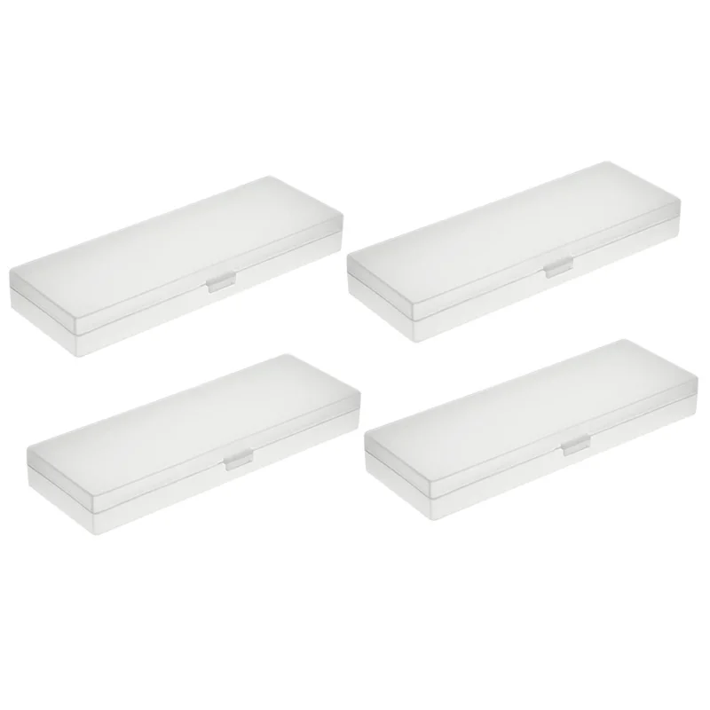 

4 Pieces Plastic Pencil Case Plastic Stationery Case with Hinged Lid and Snap Closure for Pencils, Pens, Drill Bits, Office Supp