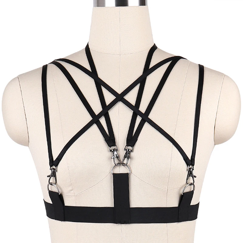 Woman Body Harness Pastel Goth Sexy Lingerie Bra Cage Festival Rave Clothes Bondage Harness Bra Belt Punk Body Cage