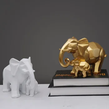 

2PCS Elephant Resin Statue Gold Elephant Statues for Mother and Child Home Decor Home Decoration Accessories