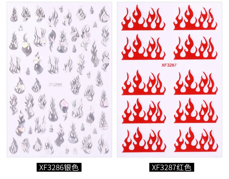 3D огненная голографическая наклейка для ногтей лист самоклеющаяся наклейка Diy стикер для дизайна ногтей