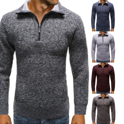 

2020 Winter Men's Sweater Plus Velvet Top Thicken Knit Cardigan Keep Warm Pure Color Large Size Half Pull Jacket Trend Fasion