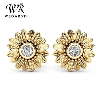 

3 Color 925 Flower Earring Female Sunflower Earing Silver 925 jewelry wedding dress Wholesale