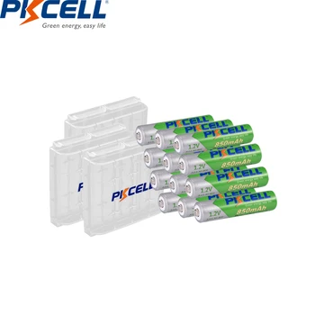 

12pcs PKCELL AAA Batteries 1.2V Ni-MH AAA Rechargeable Low Self-Discharge 850mAh NIMH Battery pack with 3PC battery box holder