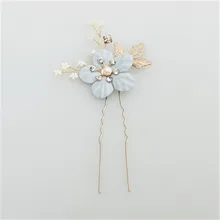 Свадебные гребни с синим цветком для невесты ручной работы, свадебные заколки для волос, свадебный ювелирный набор, свадебные аксессуары, вечерние украшения для невесты