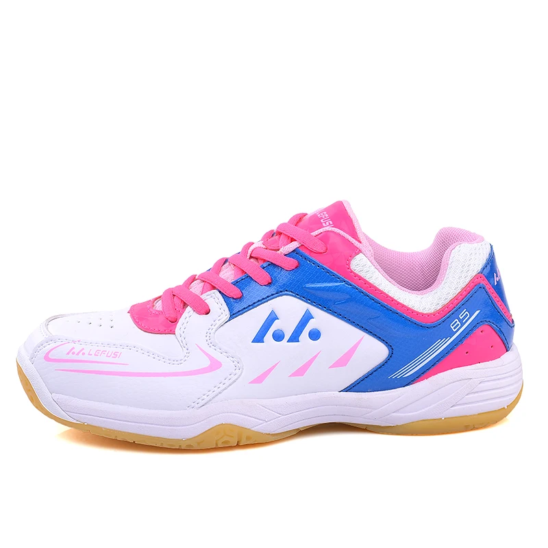 Мужская и женская обувь для бадминтона; высококачественные мягкие Нескользящие кроссовки для тренировок; женские спортивные кроссовки для бадминтона; большие размеры - Цвет: Розовый